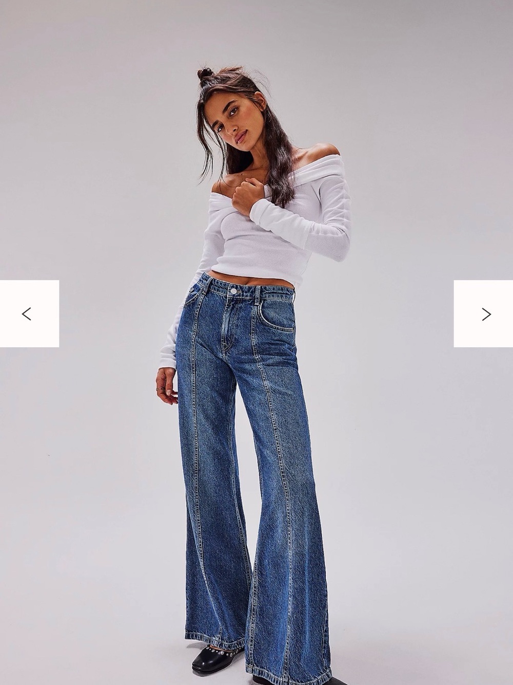 We The Free People Larkspur Blue Wallflower Midrise Flare Wide Leg Jeans- 26